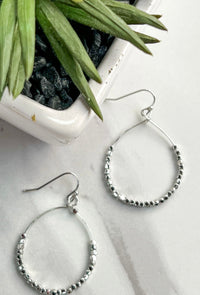 Silver Beaded Hoop Earrings