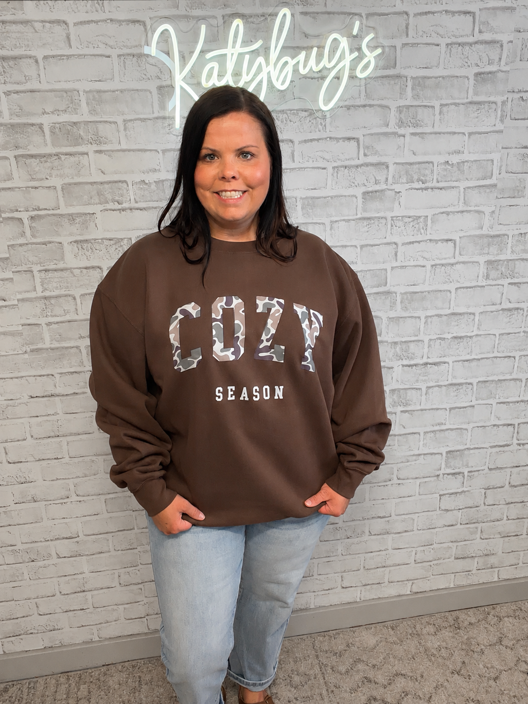Cozy Camo Letter Sweatshirt - Soft Cotton Blend Pullover