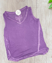 Mary Mineral Wash Raw Hem Tanks (3 Colors)