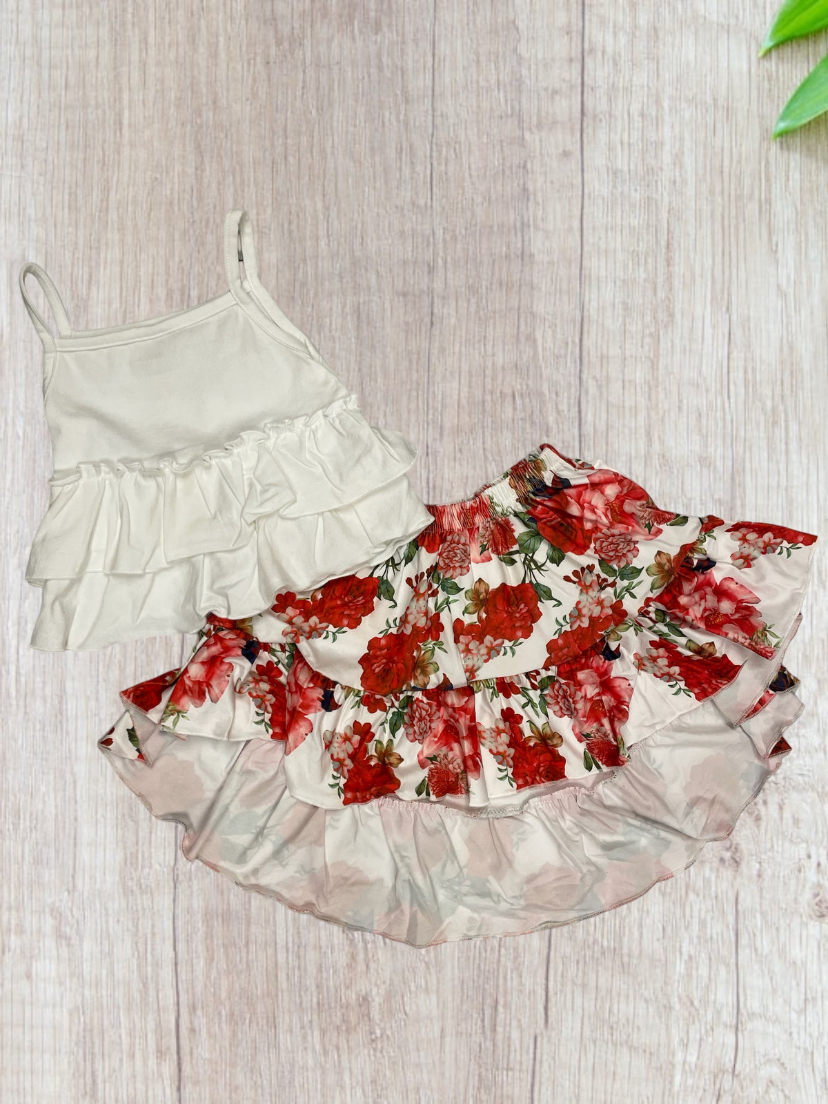Girls Ruffle Tank and Floral Skirt