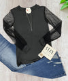 Stay Awhile Black Lace Sleeves Top