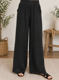 Black Wide Leg Gauze Pants