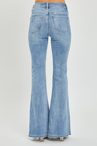 Risen  High Rise Frayed Hem Flare Jeans