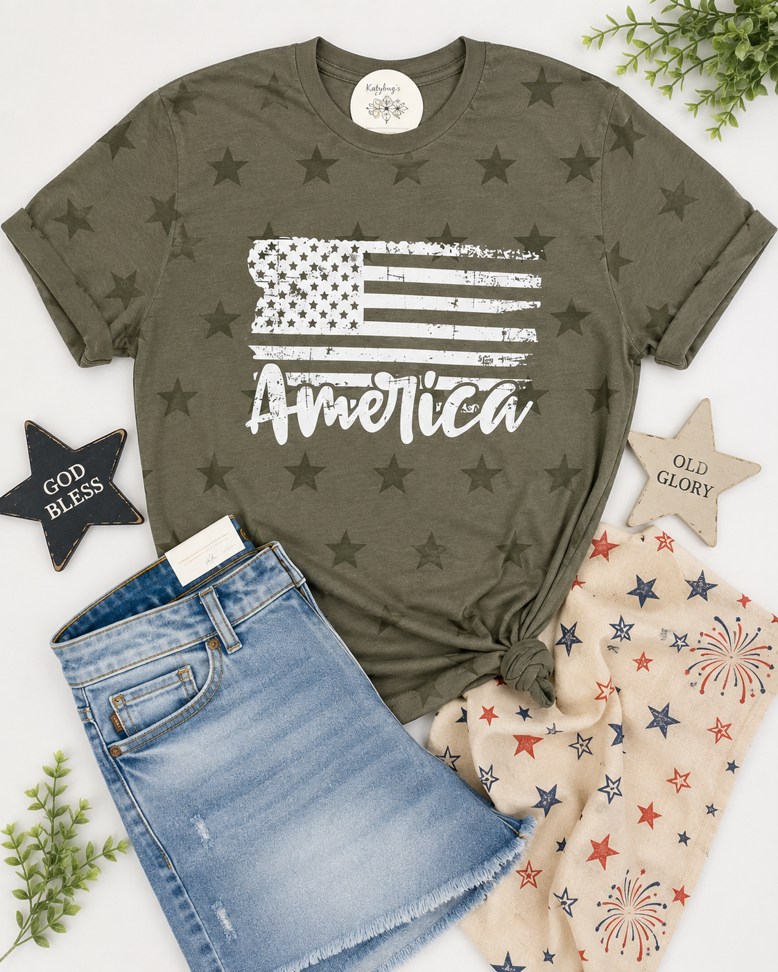 Olive America Star Tee