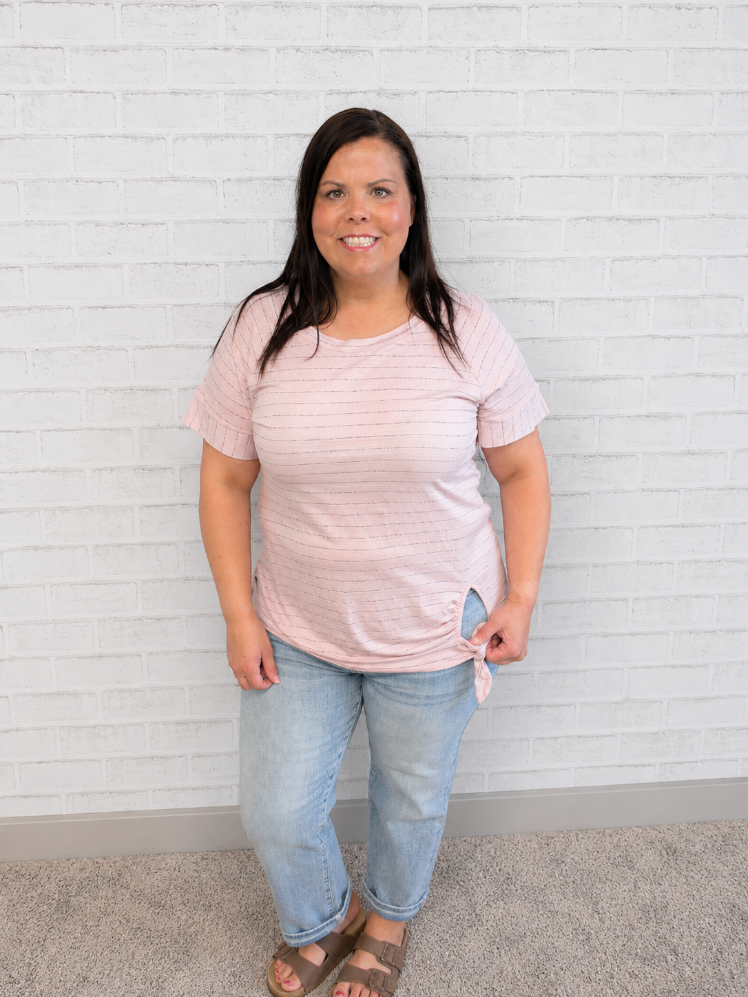 Mauve and Black Striped Top
