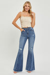 Risen High Waist Distressed Fare Jeans