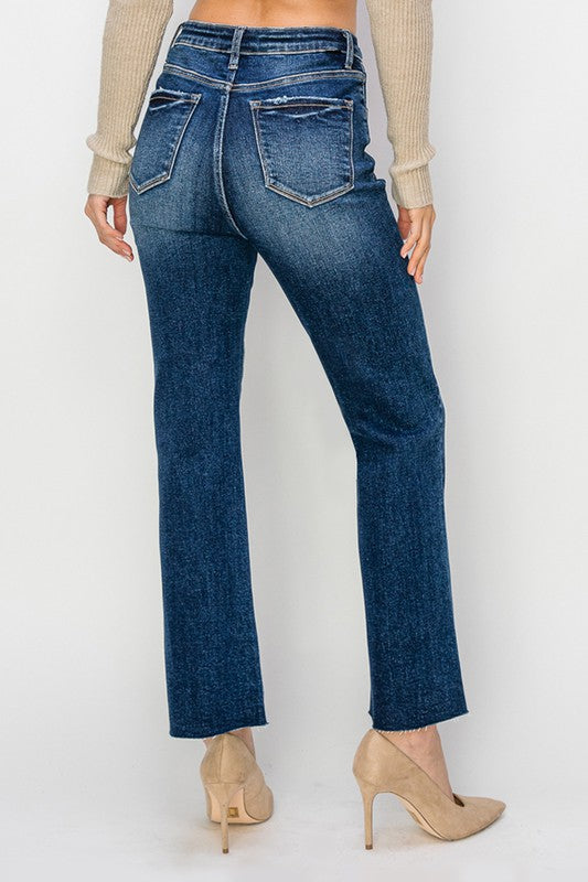 Risen High Rise Button Fly Ankle Flare Jeans