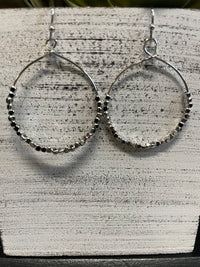 Silver Beaded Hoop Earrings