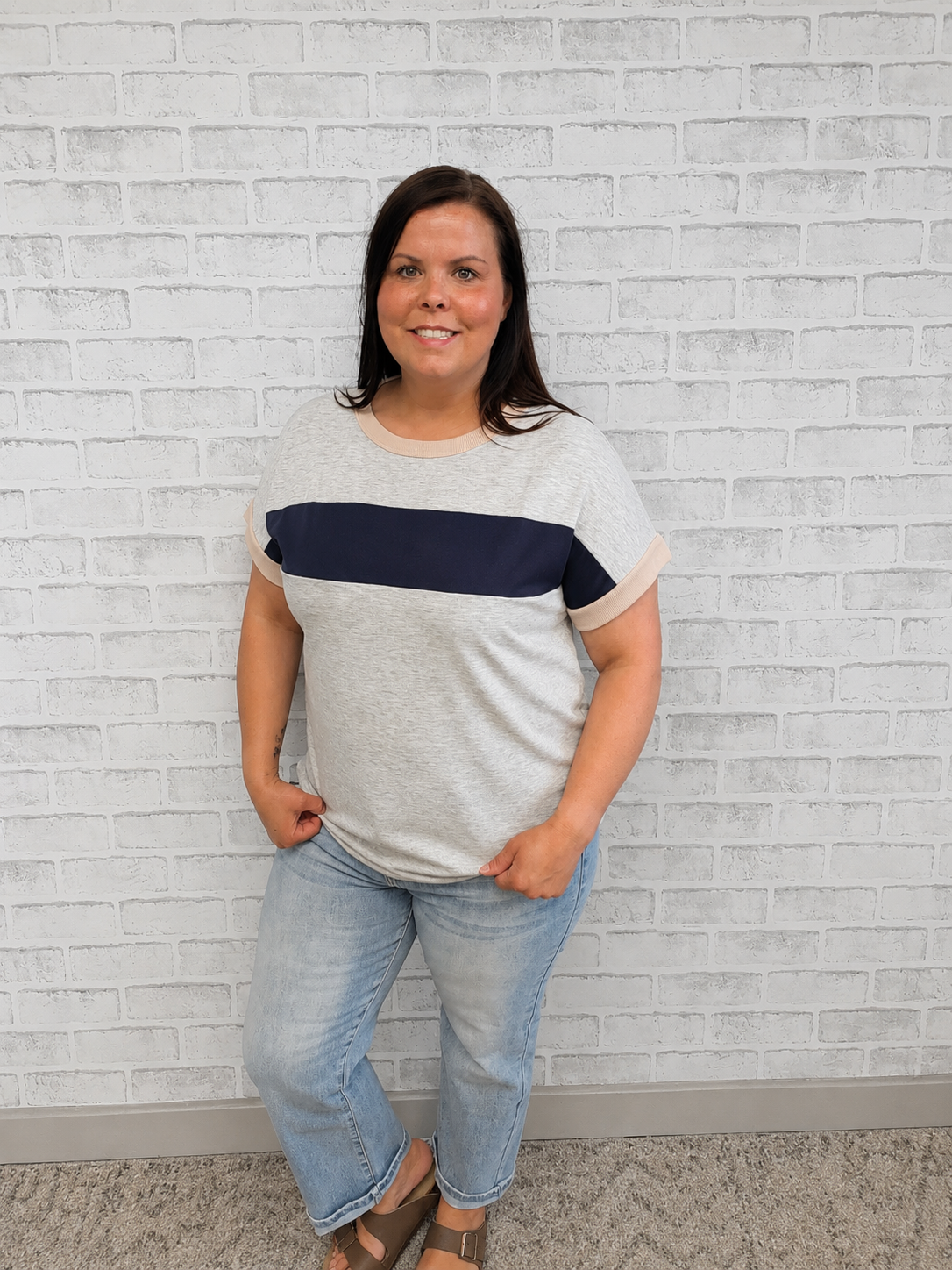 Gray and Navy Top