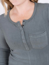 Dusty Jade Button Snap Long Sleeve Top