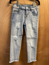 Girls Light Wash Distressed Frayed Skinny Jean