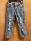 Girls Med Wash Distressed Skinny Jeans