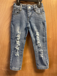 Girls Med Wash Distressed Skinny Jeans