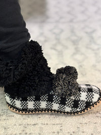 White and Black Pom Slippers