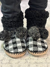 White and Black Pom Slippers