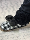 White and Black Pom Slippers