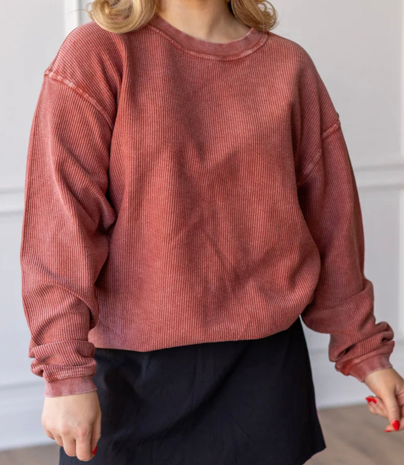 The Georgia Corded Sweatshirt-Fired Brick