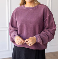 The Georgia Corded Sweatshirt-Plum