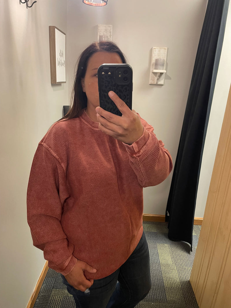 The Georgia Corded Sweatshirt-Fired Brick