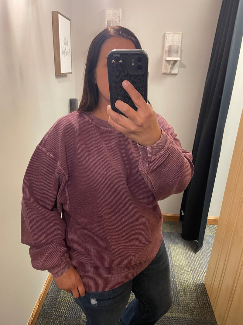 The Georgia Corded Sweatshirt-Plum