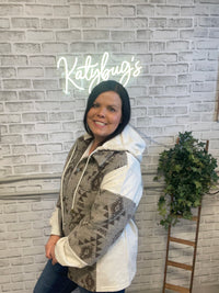 Aztec Hooded Shacket - Women's Button Front Jacket