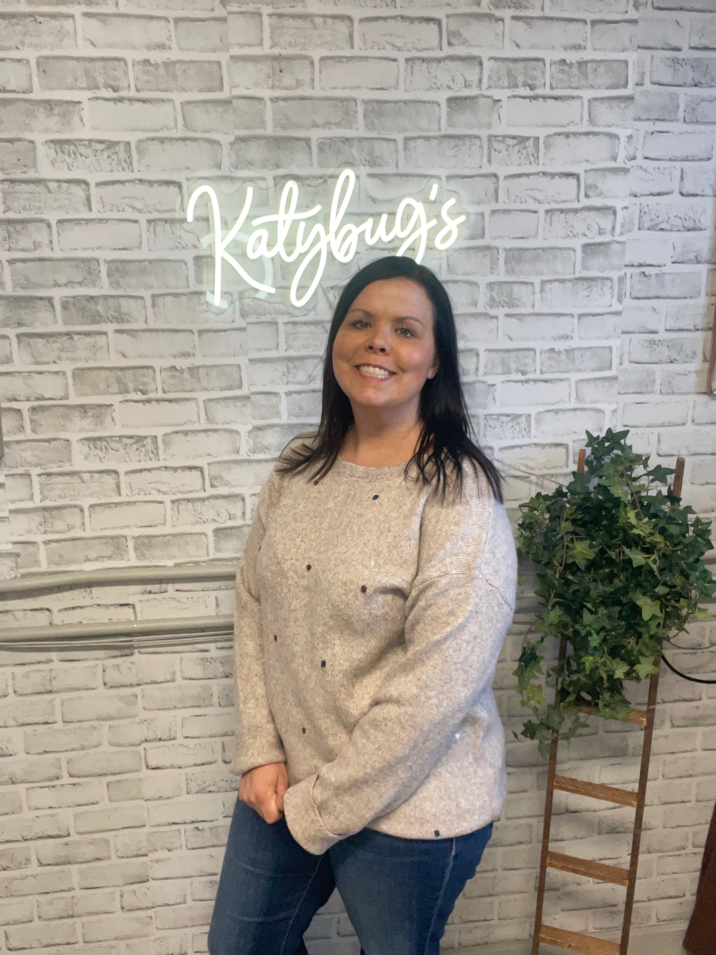 Cozy Confetti Knit Sweater - Women's Oatmeal Pullover