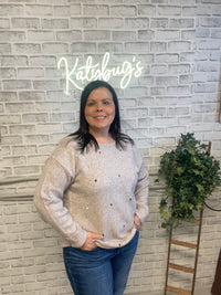 Cozy Confetti Knit Sweater - Women's Oatmeal Pullover