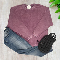 The Georgia Corded Sweatshirt-Plum