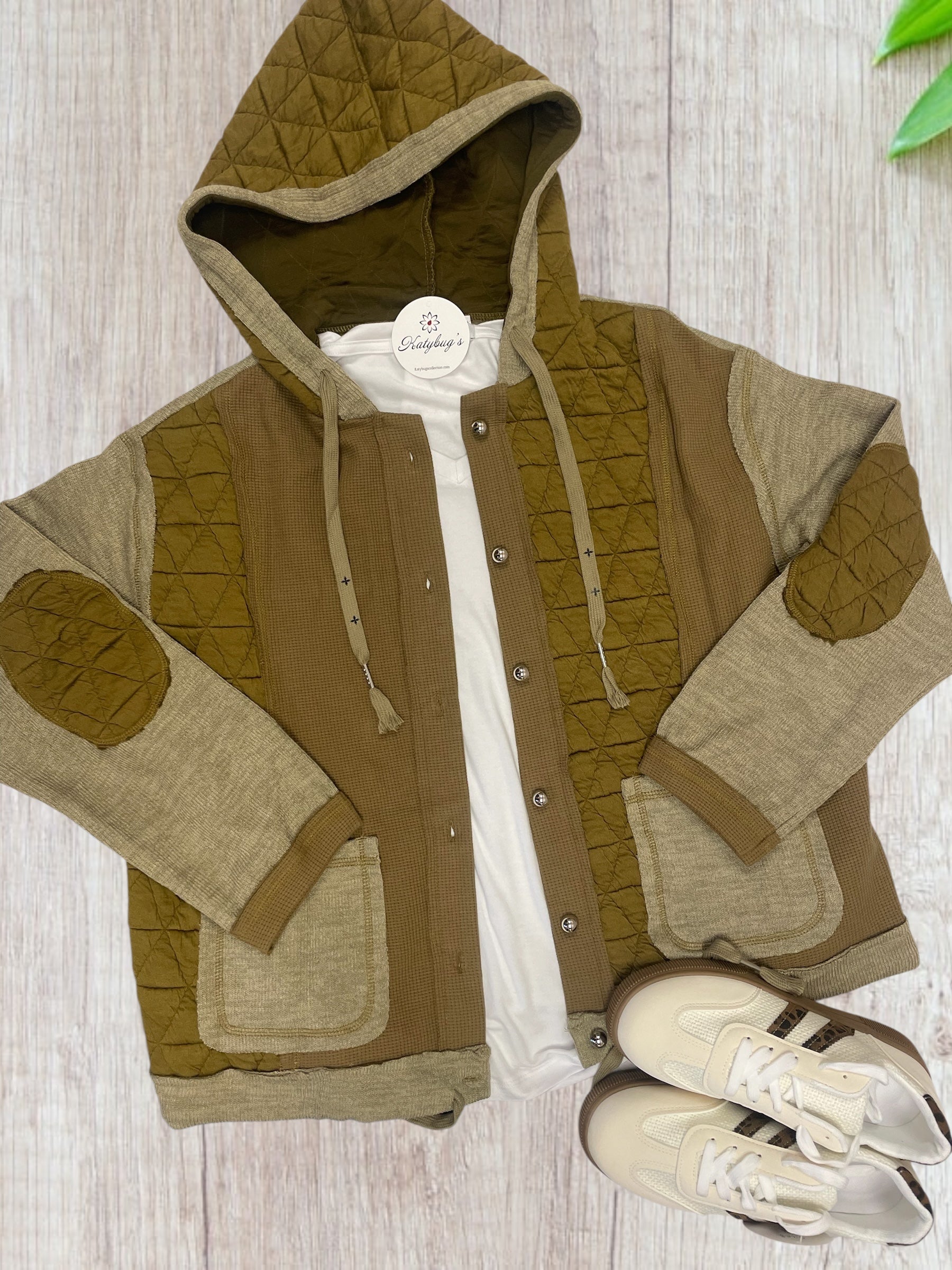 Olive Quilted Hooded Shacket