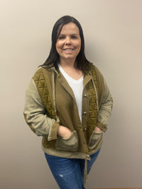 Olive Quilted Hooded Shacket