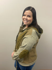 Olive Quilted Hooded Shacket