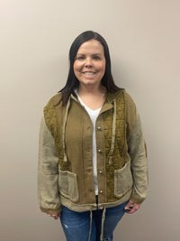 Olive Quilted Hooded Shacket