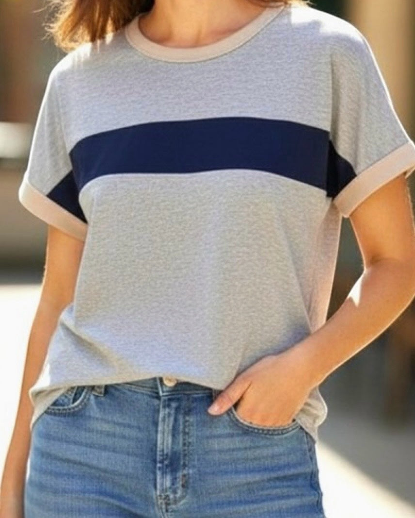 Gray and Navy Top