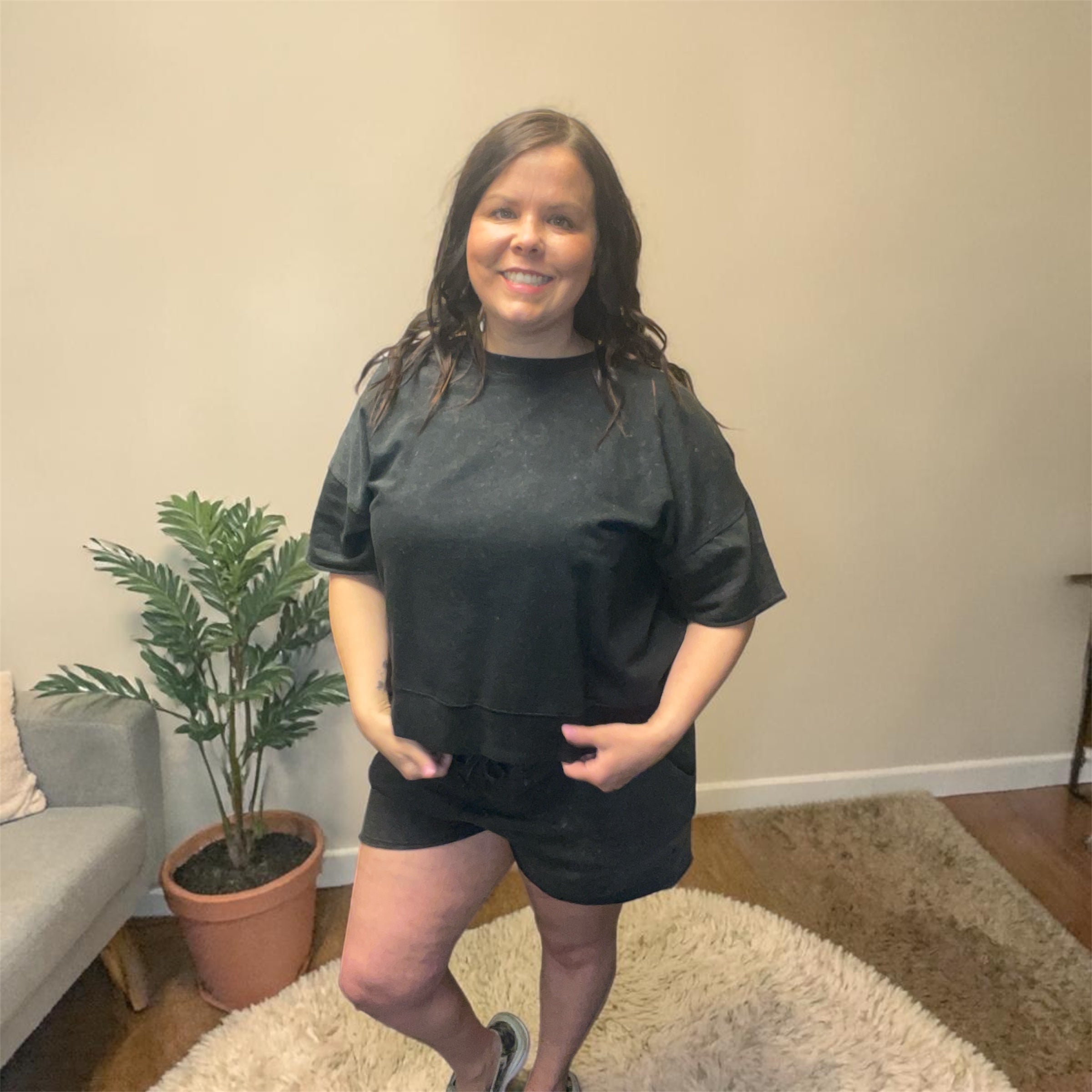 Black Vintage Two Piece Lounge Set
