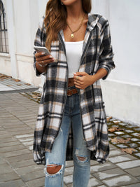 Devine Plaid Zip Up Hooded Jacket