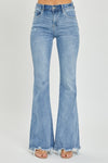 Risen  High Rise Frayed Hem Flare Jeans