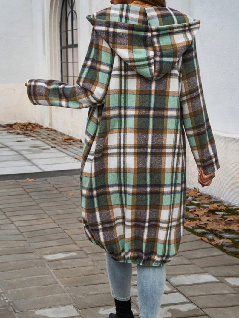 Devine Plaid Zip Up Hooded Jacket