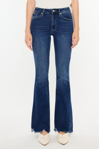 Kancan Raw Hem Flare Jeans