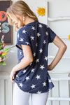 Star Print V-Neck Short Sleeve Top