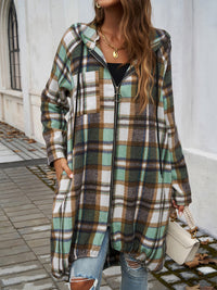 Devine Plaid Zip Up Hooded Jacket