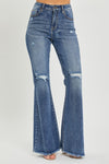 Risen High Waist Distressed Fare Jeans